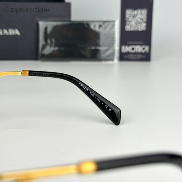 NEW Prada PRA52S 15N01T Matte Gold Brown Rectangle Unisex Sunglasses - Picture 8 of 9